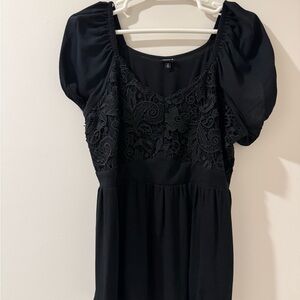 torrid Black Lace-Paneled Puff Sleeve Peplum Blouse